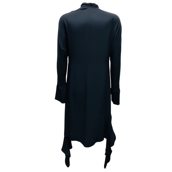 MARNI NAVY BLUE TIE NECK SILK MIDI DRESS - Picture 3 of 5